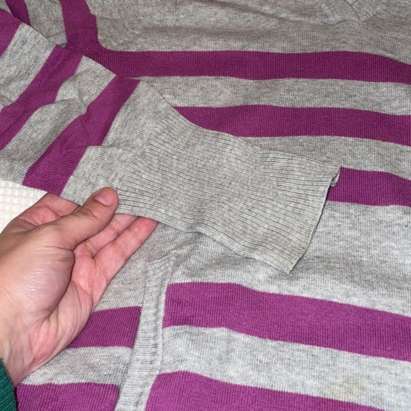 Mandarine & Co | cotton hoodie Knit long-sleeve T-shirt grey and purple - Picture 6 of 7